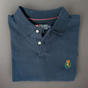 Vintage Ralph Lauren Chaps Shirt Polo Men XL‎ Deep Navy Blue Crest Logo